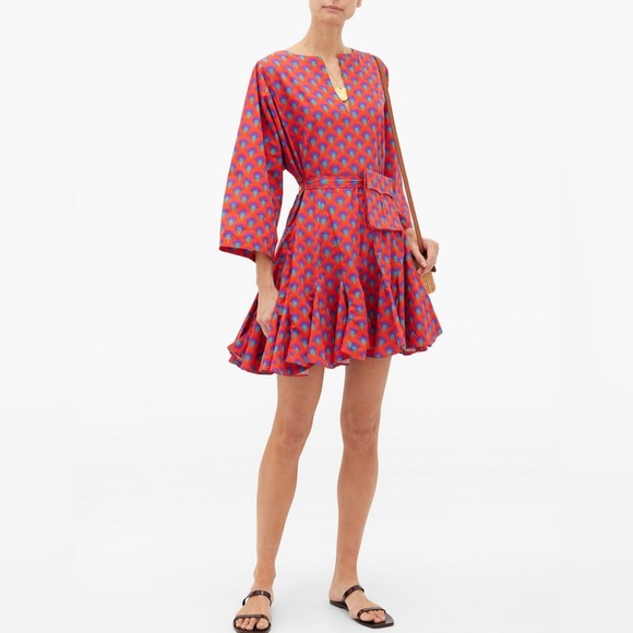 RHODE Dresses & Skirts - Rhode Mini Dress Ruffled Belted Red Summer Ryan US M